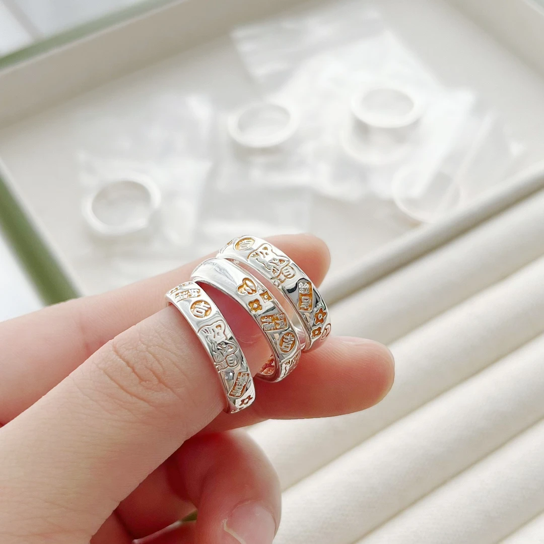 足银戒指 时尚百搭招财猫设计戒指