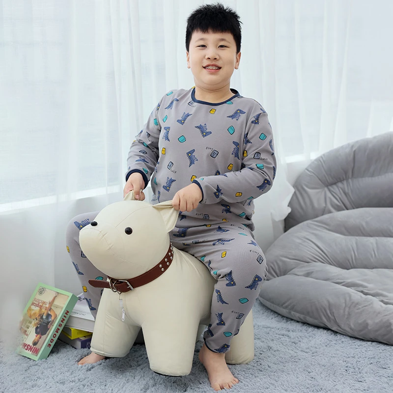 【加肥加大】胖童装大码内衣两件套莱卡棉秋衣秋裤内穿保暖秋冬宽松