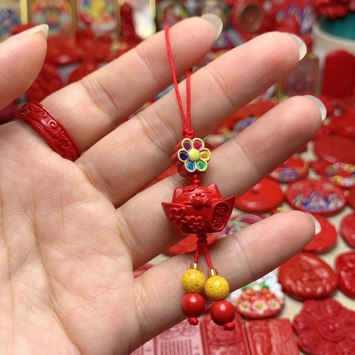 天然辰砂工艺品朱砂手机坠