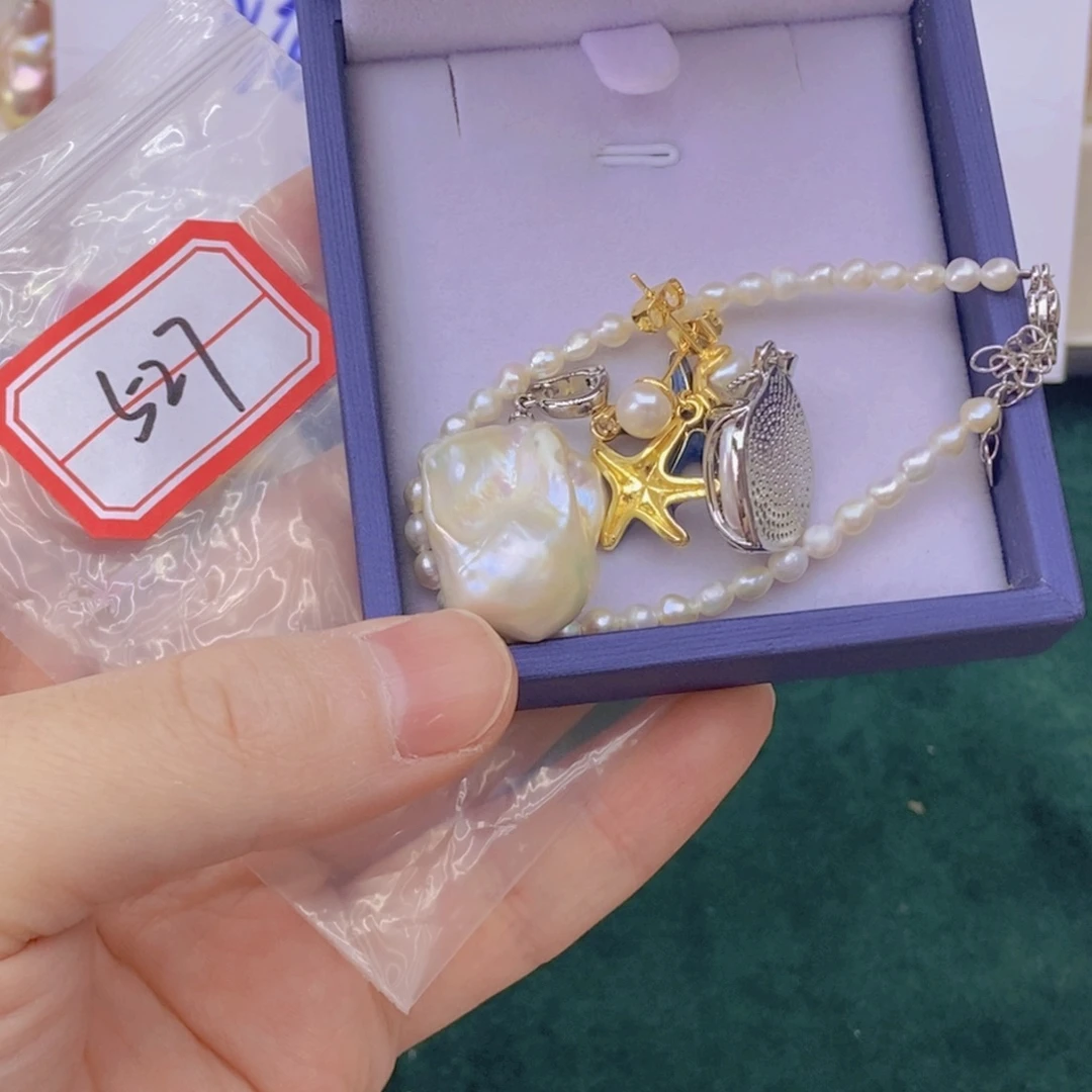 银S925镶嵌淡水珍珠颈饰