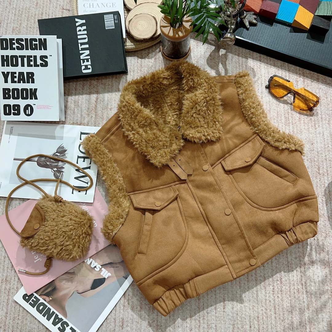 【蟹蟹专属】2025年秋冬休闲宽松加绒加厚真两件套马甲厚外套1671