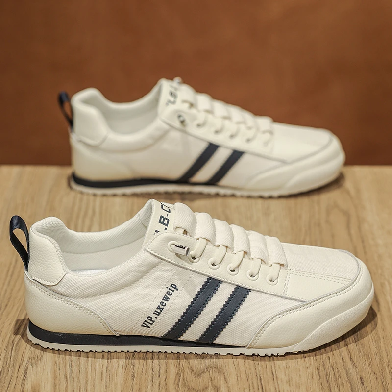 白色帆布鞋男夏季透气薄底小白男款夏天一脚蹬休闲阿甘男款鞋子