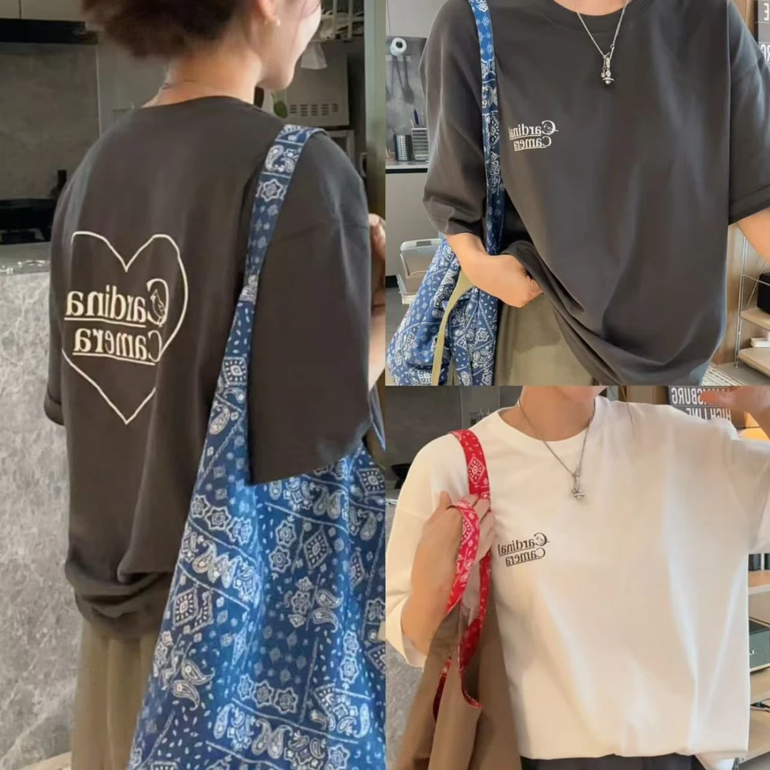 夏季ins风“Caldinal Camera”纯色慵懒休闲短袖