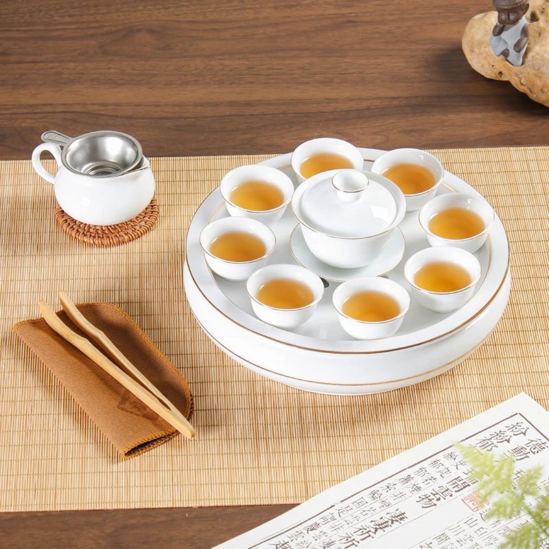 高温潮汕工夫茶具套装高档陶瓷中式茶盘盖碗公道杯茶杯整套泡茶