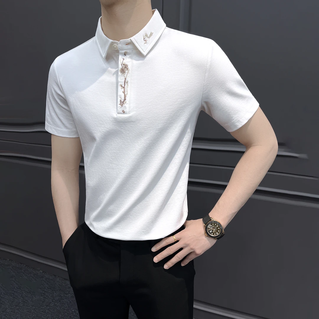 刺绣短袖Polo衫男款爆款2025新款轻奢高级感男装商务休闲男士t恤
