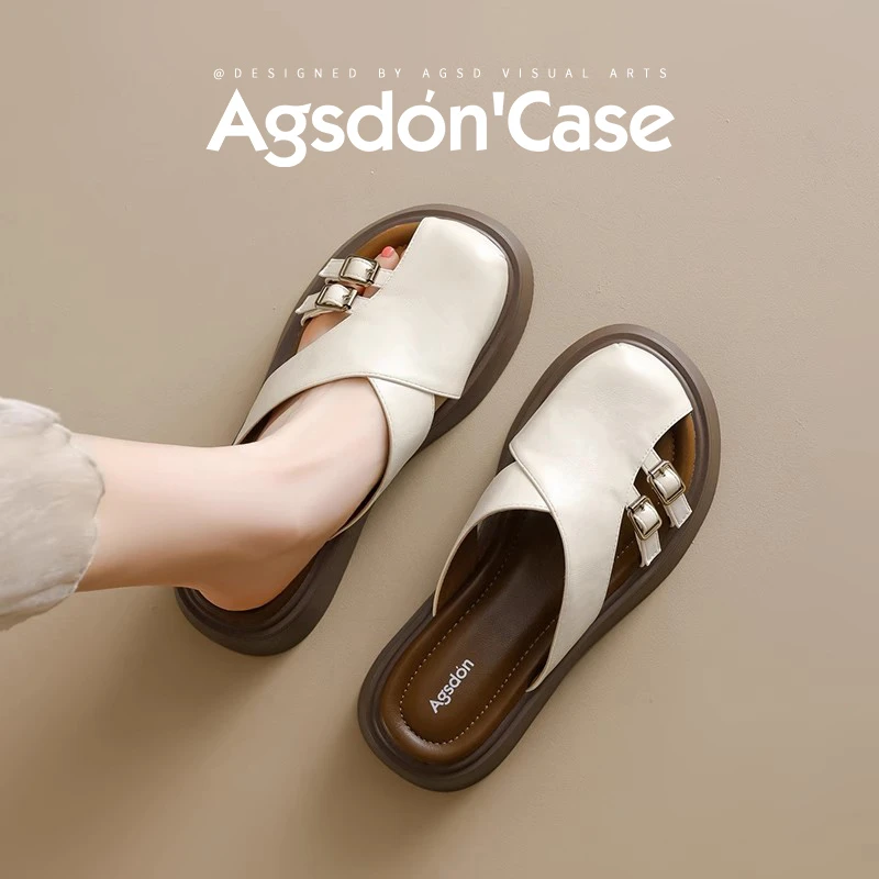 /奥古狮登包头拖鞋女2025新款夏季外穿厚底休闲凉拖鞋透气一脚蹬Q