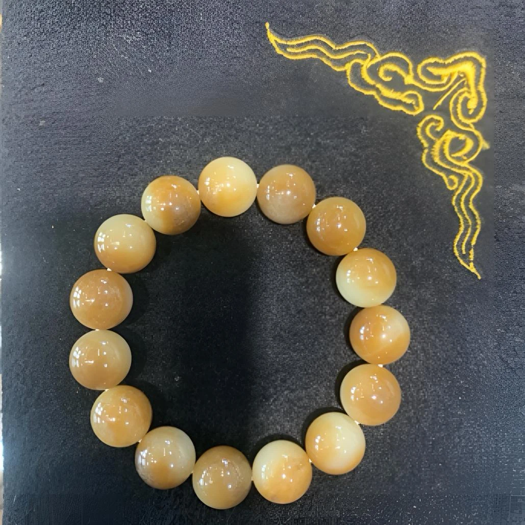 黄白老玉带糖手串