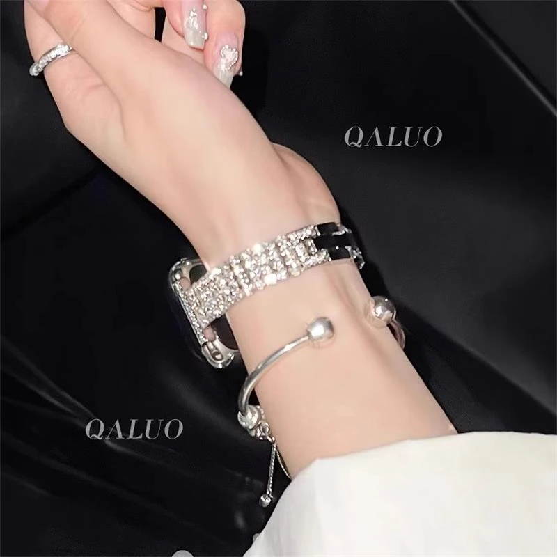 适用手环9pro表带四排镶钻流苏钻表带红米Watch5/8pro百搭表带女