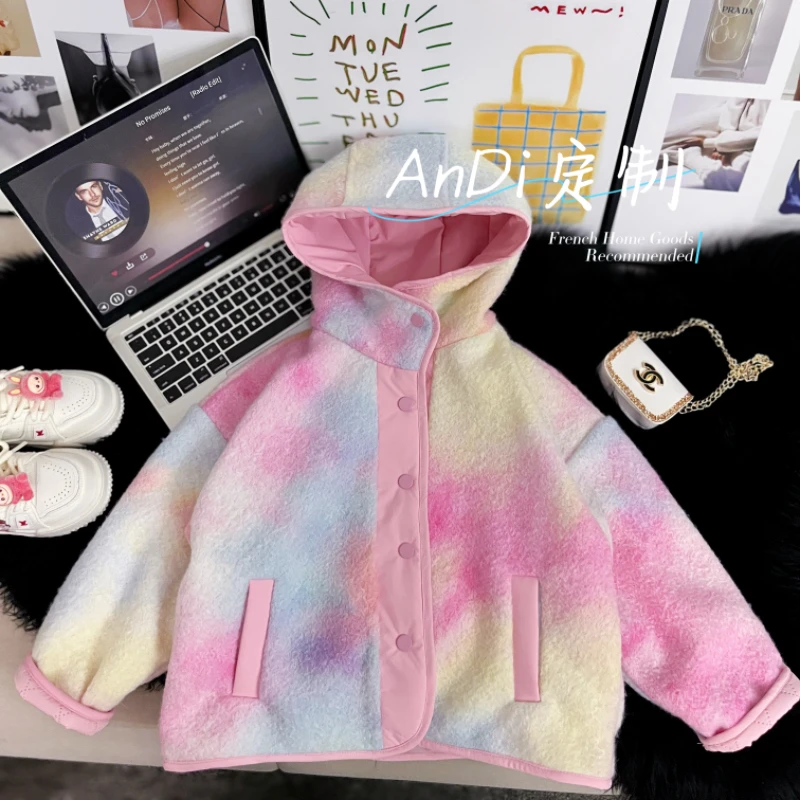 〖ANDI〗安迪秋冬季厚款中大童时尚卡通女童连帽外套5187