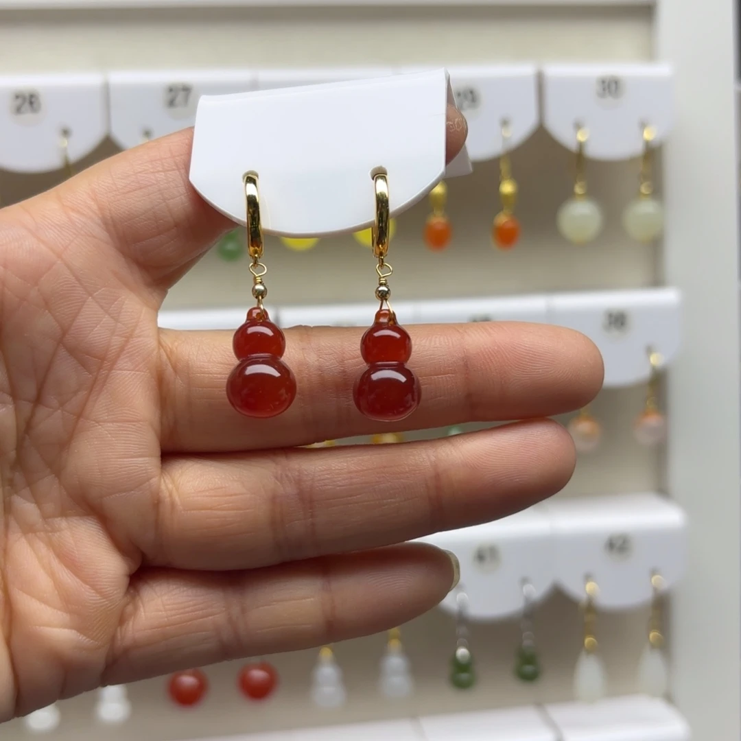 玛瑙/玉髓银S925镶嵌耳饰