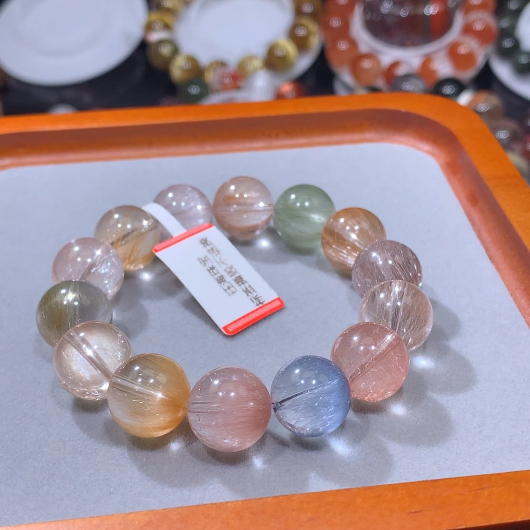 未镶嵌手链水晶彩兔毛13mm