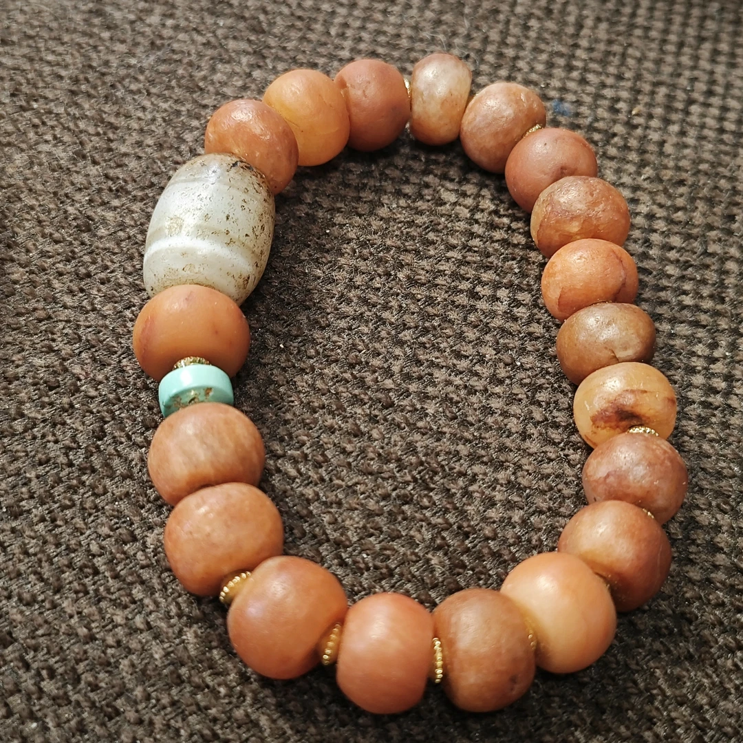 高古红石英石毛衣链珠饰