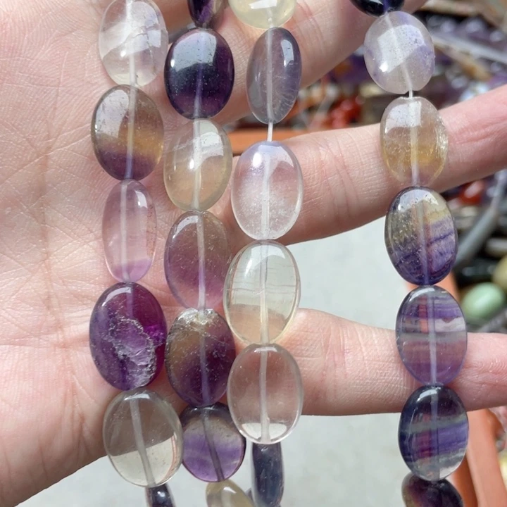 玛瑙/玉髓合金珠宝半成品一条12x18mm萤石蛋形