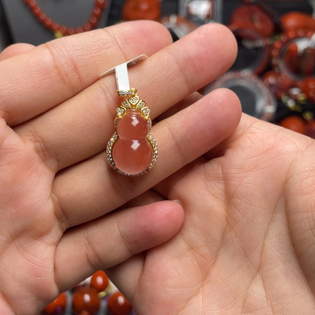 【闪购商品】银S925镶嵌冰粉葫芦吊坠南红玛瑙