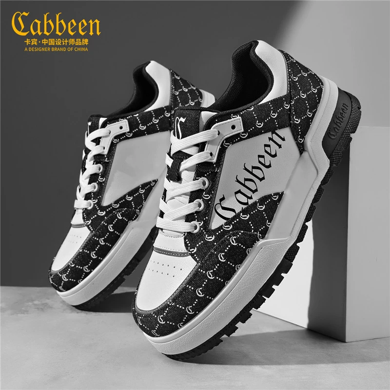 卡宾厚底增高男鞋复古老花学长鞋2025新款男士潮鞋运动休闲板鞋男