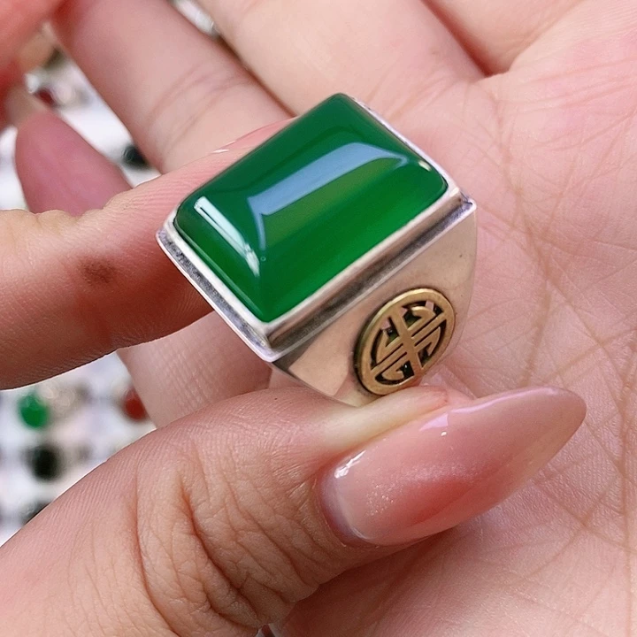 银S925镶嵌戒指玛瑙/玉髓