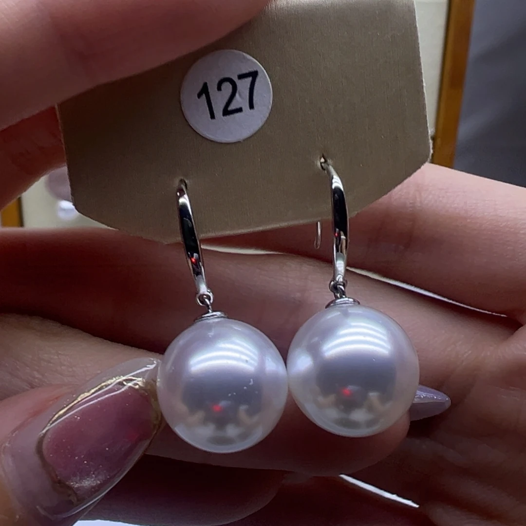 耳饰银S925镶嵌淡水珍珠