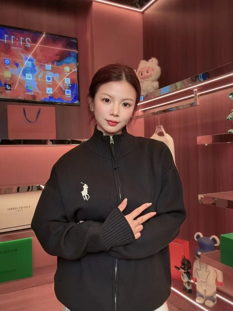 （赖赖)男士时尚休闲圆领蓝色提花毛衣外套