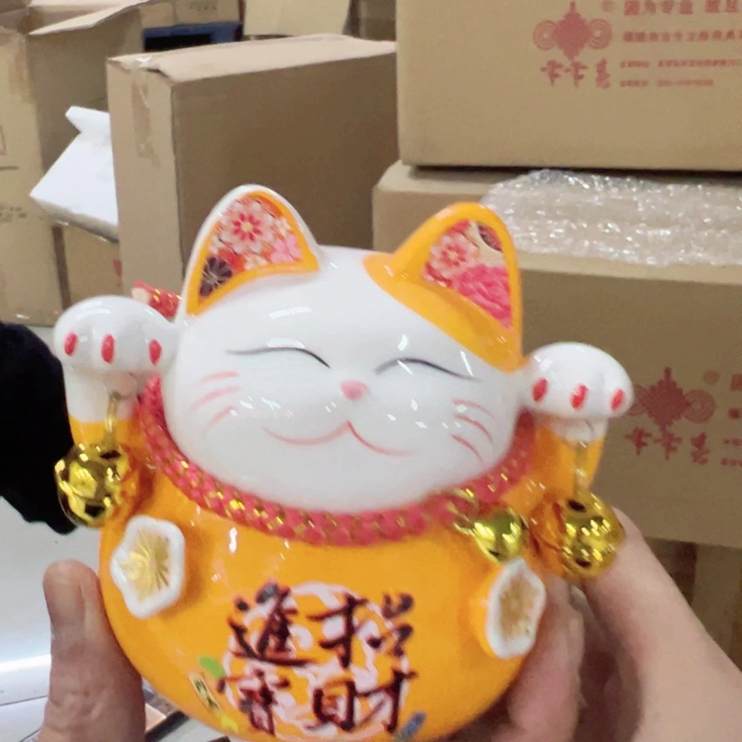 红陶红陶红陶红陶橘色招财猫