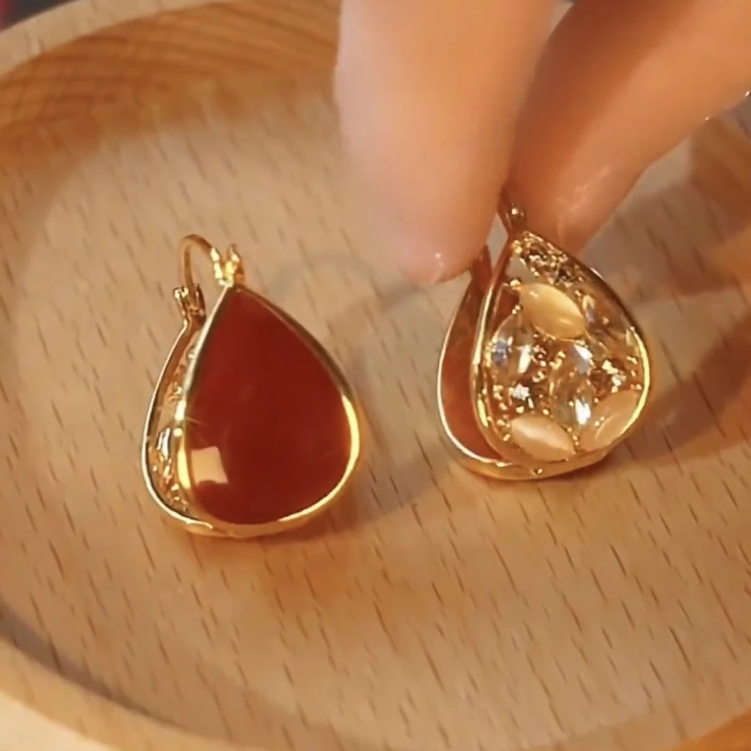 铜合金耳饰 【金枝玉叶】时尚气质百搭耳环