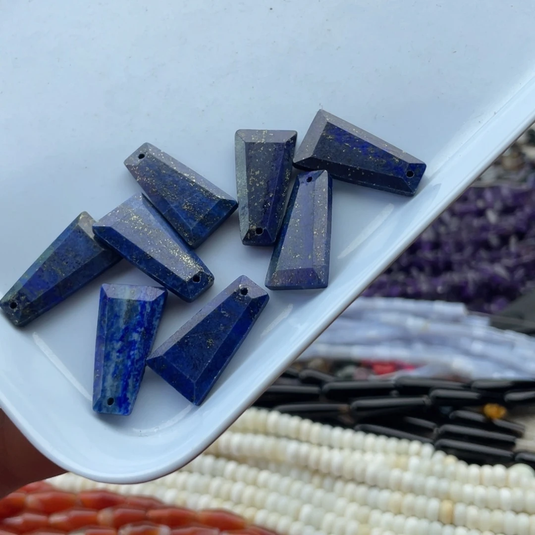 玛瑙/玉髓合金珠宝半成品一个装青金梯形吊坠12*25mm