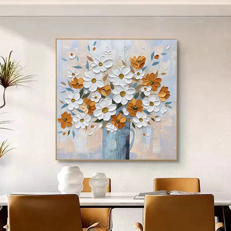 4【初见花语】花卉肌理油画装饰画北欧风格适合客厅餐厅卧室挂画