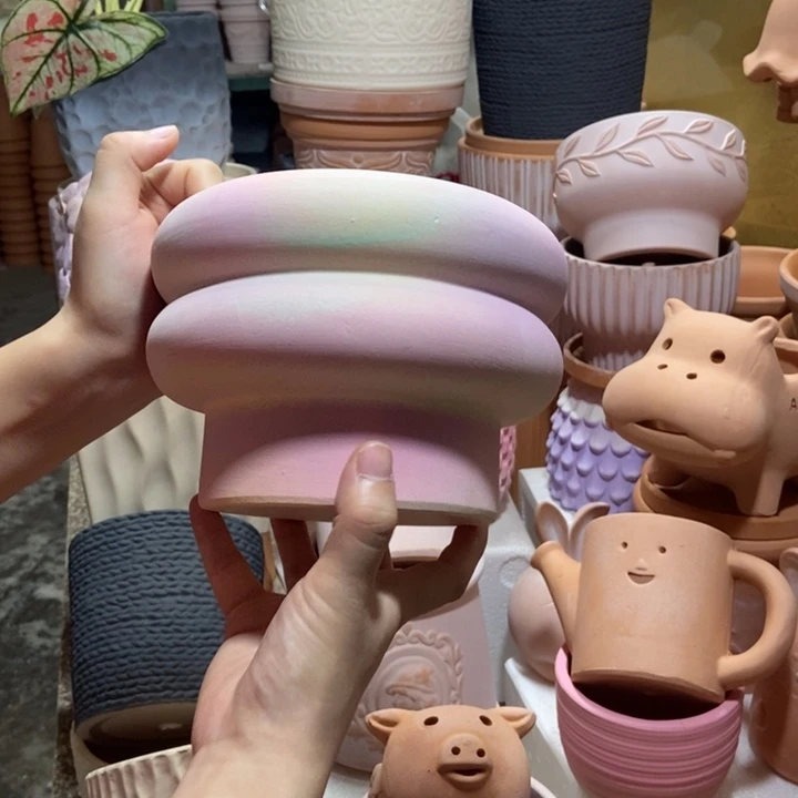 17×12炫彩粉甜甜圈 粗陶1个