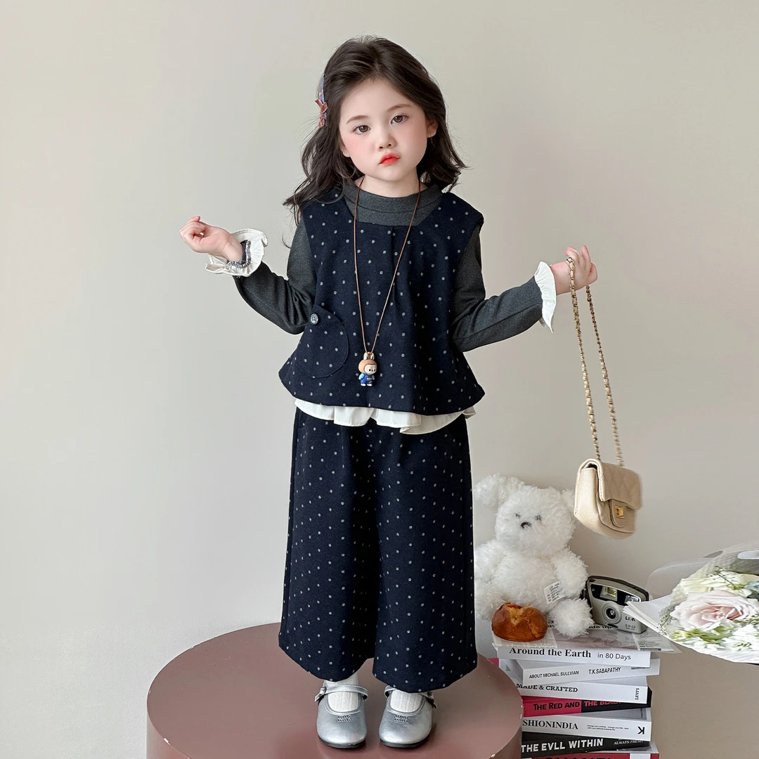 女童马甲三件套春秋款2025新款儿童洋气套装女宝宝休闲衣服阔腿裤