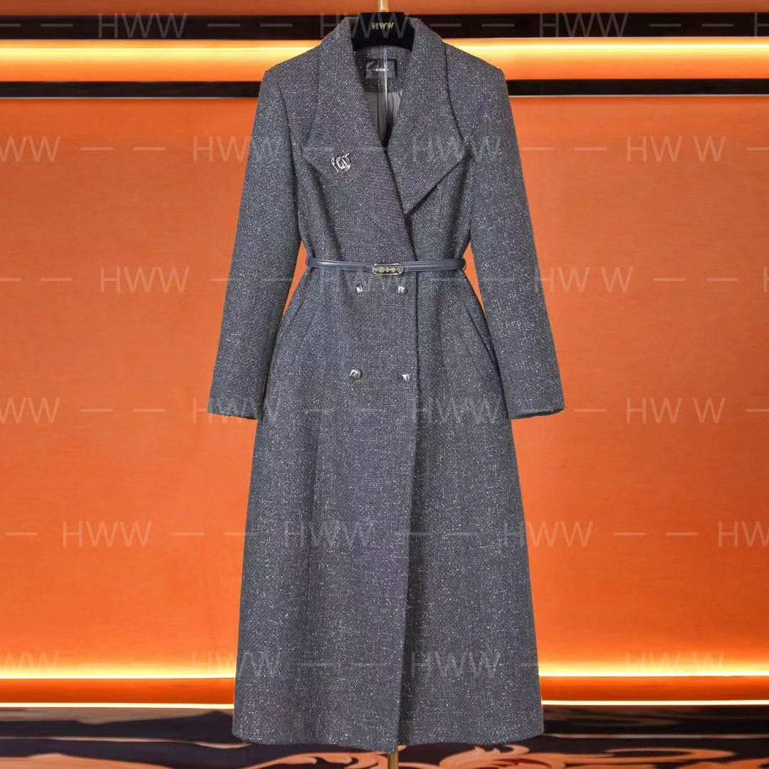 HWW轻奢设计师女士气质修身时尚大气收腰大衣DHZFF405838