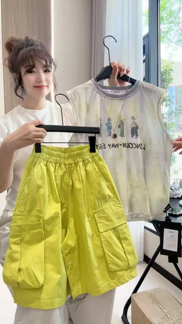 儿童韩版简约潮流男童中大童背心套装夏季时尚百搭休闲宽松