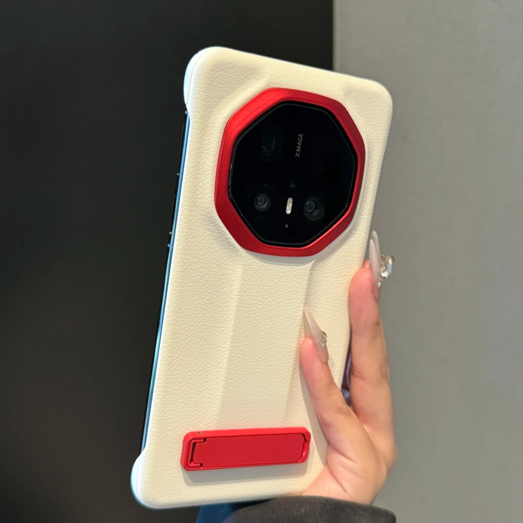 高级感不撞款隐形支架适用华为mate70rs非凡大师手机壳无边框皮纹