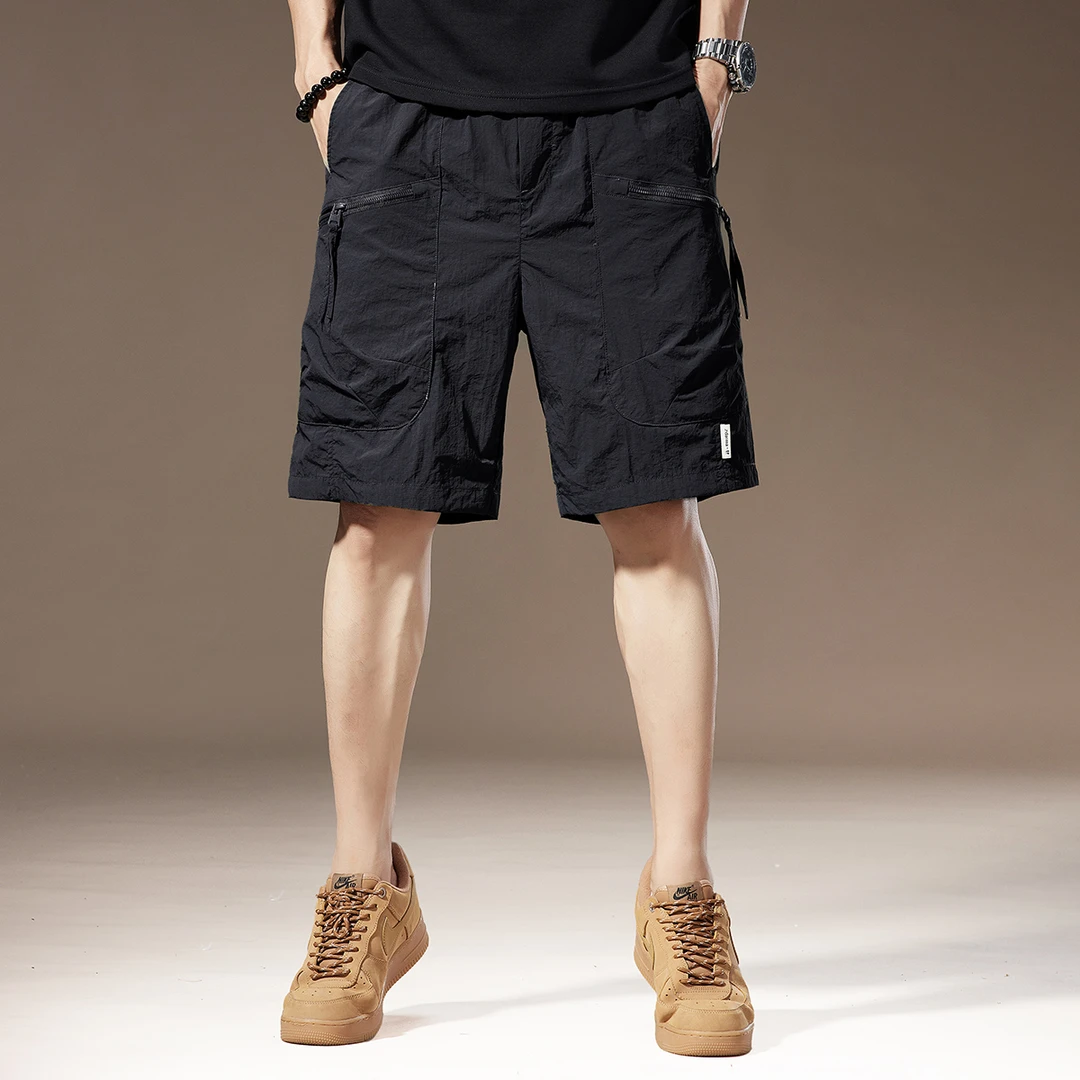 薄款速干高端工装短裤男冰丝2025夏季新款宽松大码五分休闲裤子男