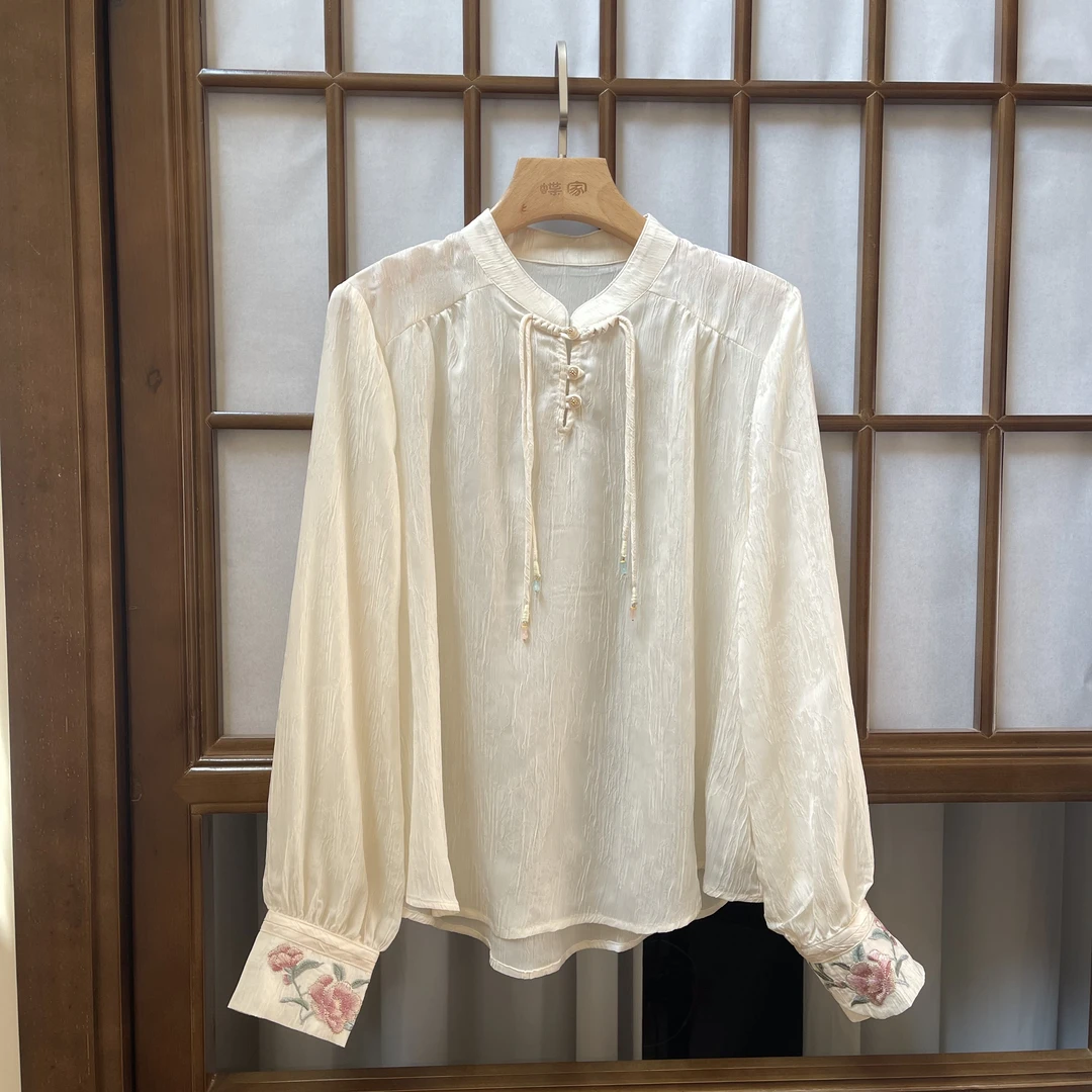 『蝶家』新中式宽松立领绣花上衣2528