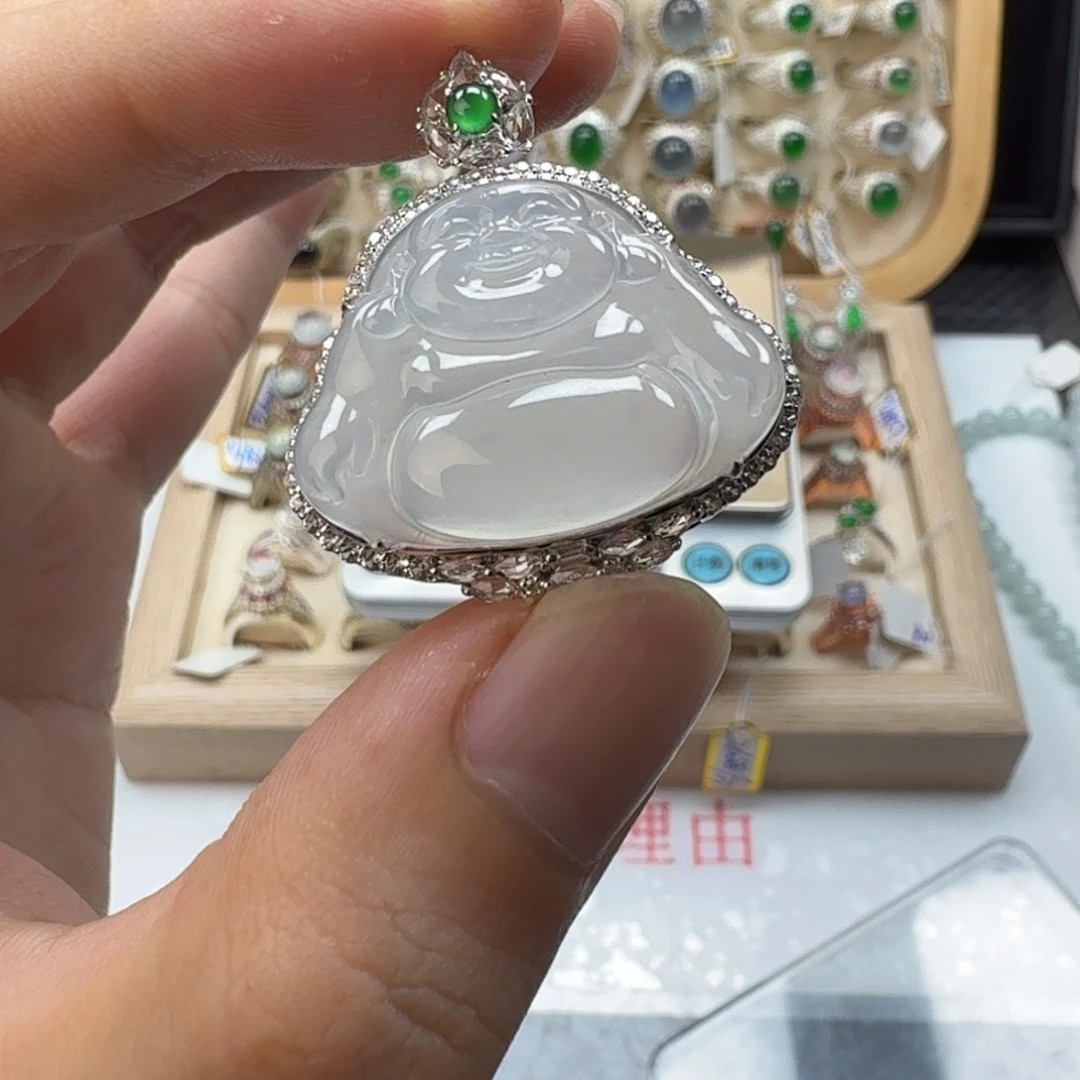 翡翠18K金镶嵌戒指天然缅甸翡翠a货