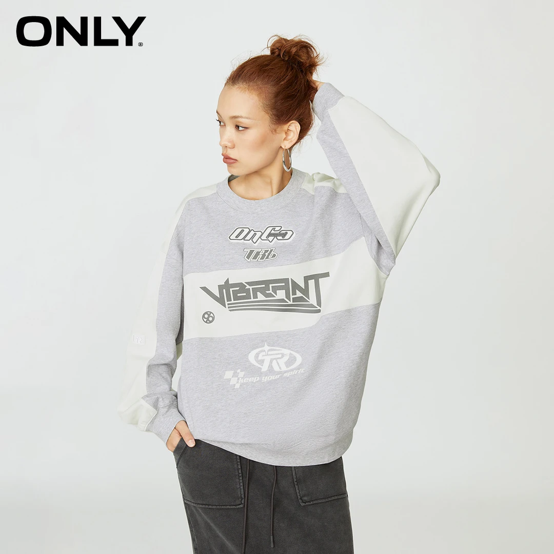 【陈大可专属】ONLY百搭时尚运动潮流圆领印花卫衣女|12339S013