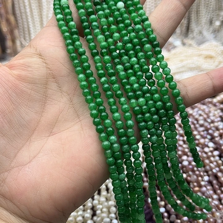 玛瑙/玉髓未镶嵌珠宝半成品一条4mm左右干青