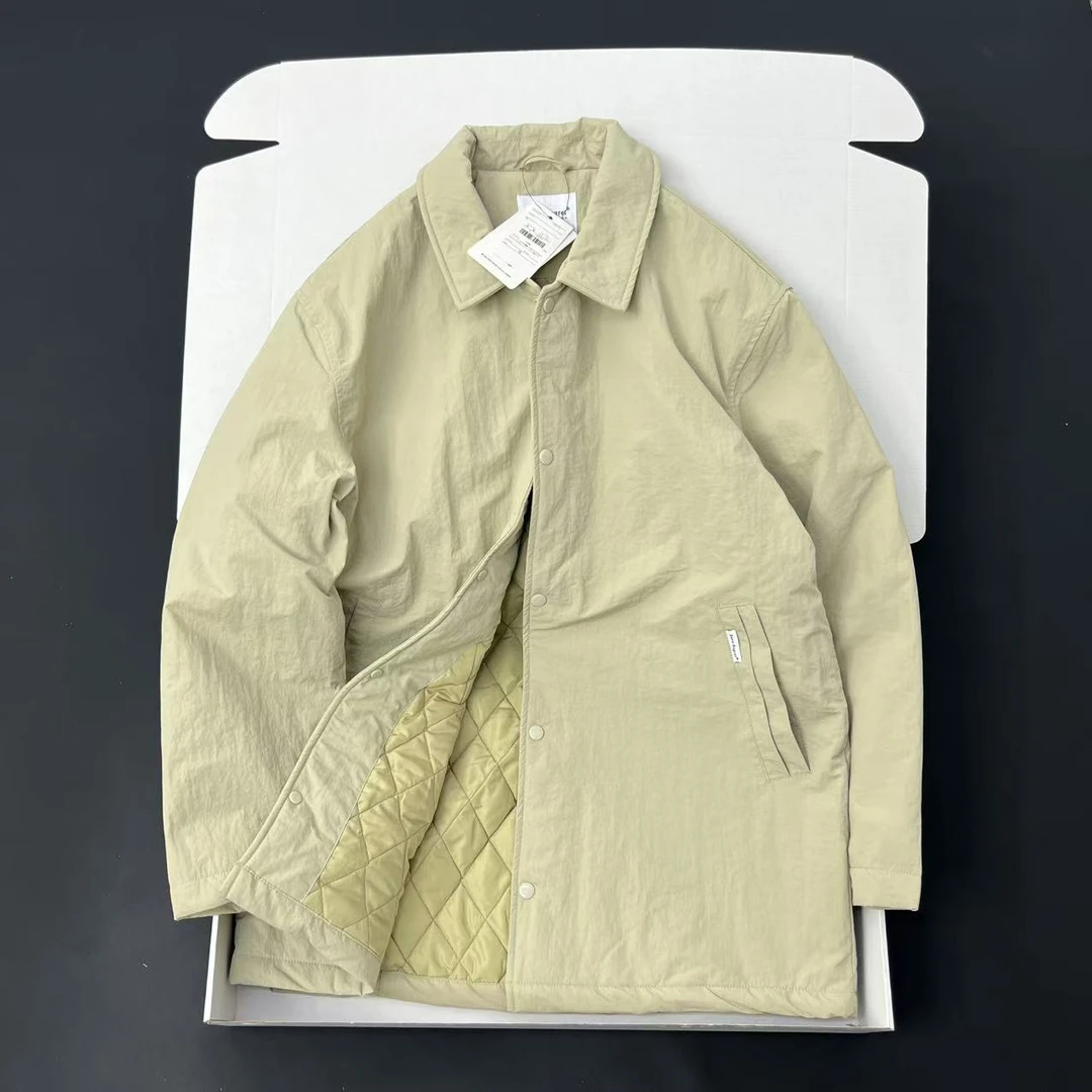 日系设计师款 牛货 男士加棉加厚简约中长款棉服风衣棉服