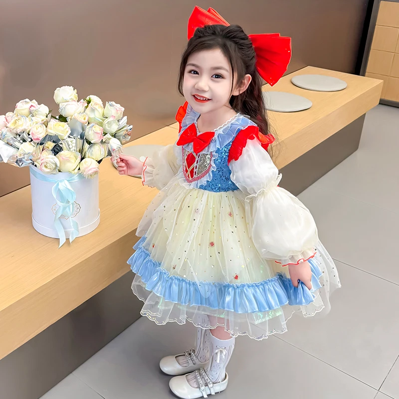 女宝宝白雪公主裙春秋季2025新款小女孩生日网纱裙子洛丽塔连衣裙