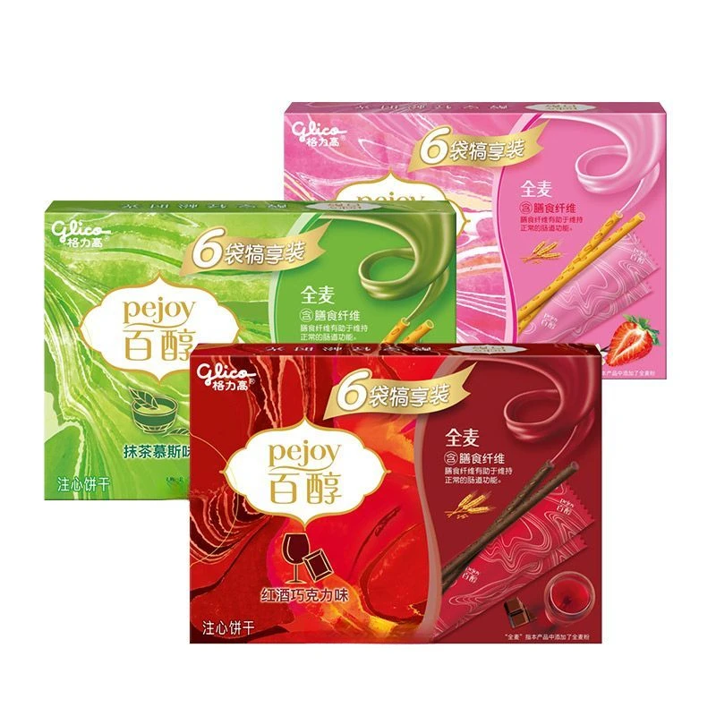 格力高百醇犒赏装抹茶味红酒巧克力味注芯饼干棒休闲解馋零食