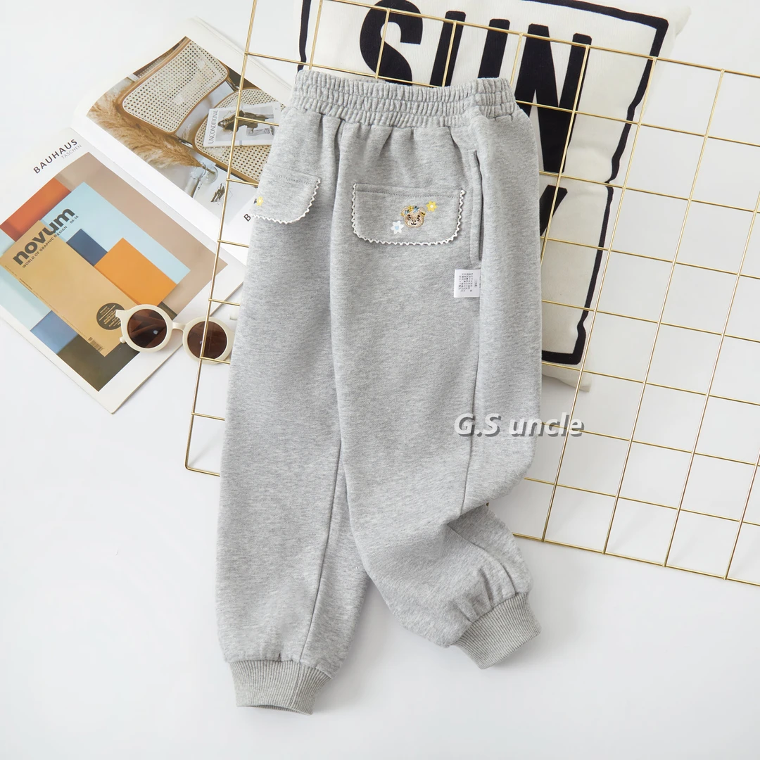 【假日印象】H25012女童春款灰色休闲裤韩版洋气时尚运动裤