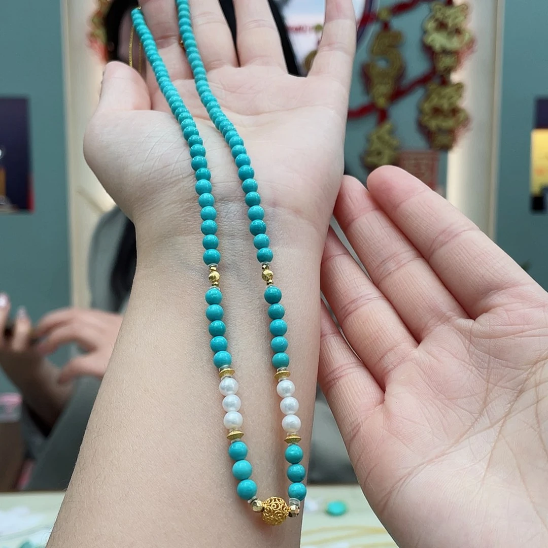 绿松石颈饰18K金镶嵌