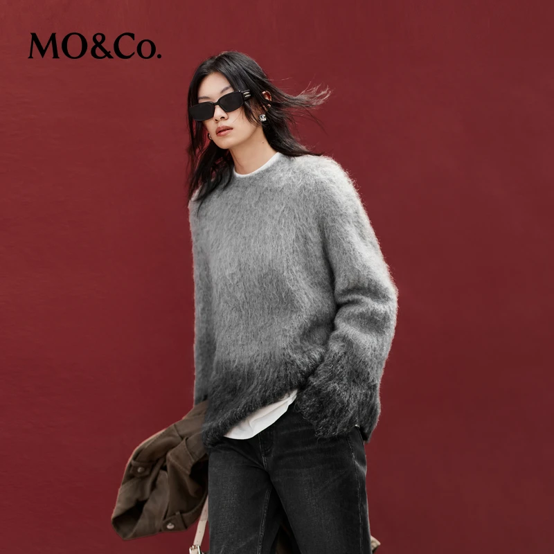 【陈大可专属】MOCO毛衣冬全手工刷毛含马海毛渐变设计感MBD4SWTT08