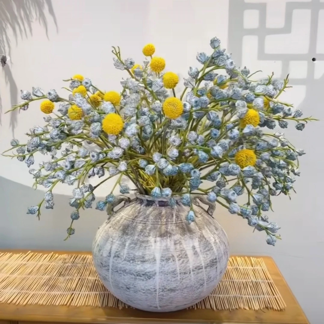 尤加利果干花黄金球尤加利叶搭配组合家居客厅摆放真花风干