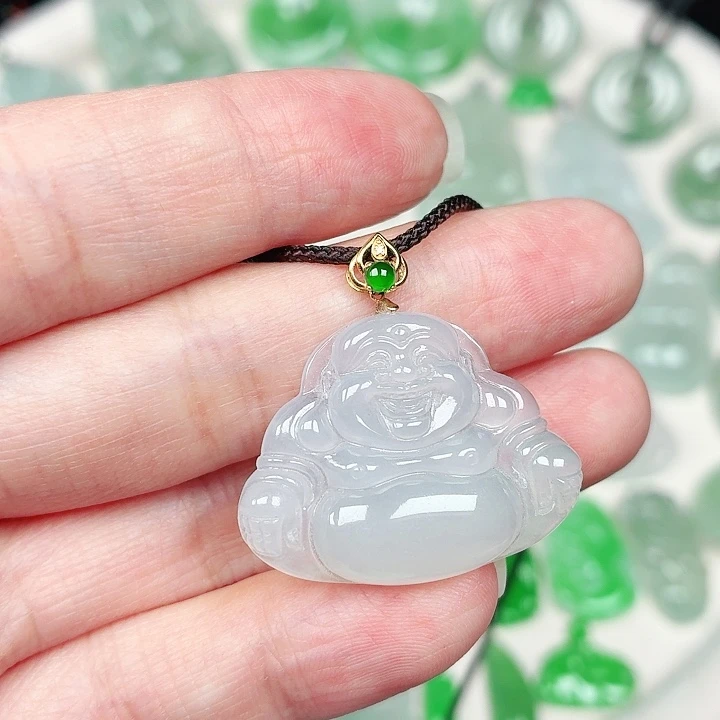 翡翠18K金镶嵌颈饰缅甸天然A货翡翠
