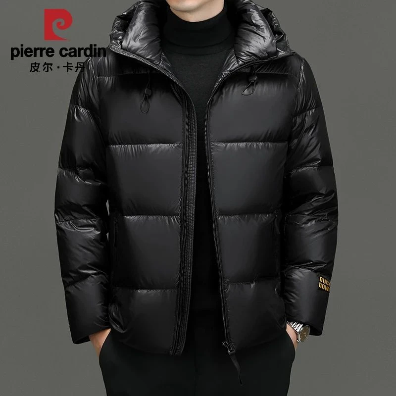 白鸭绒男士2024年羽绒服短款加厚防寒服高档潮流黑金外套