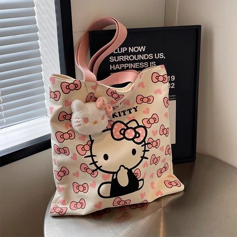HelloKitty帆布包大容量凯蒂猫印花2025新款上班通勤可爱帆布袋kt