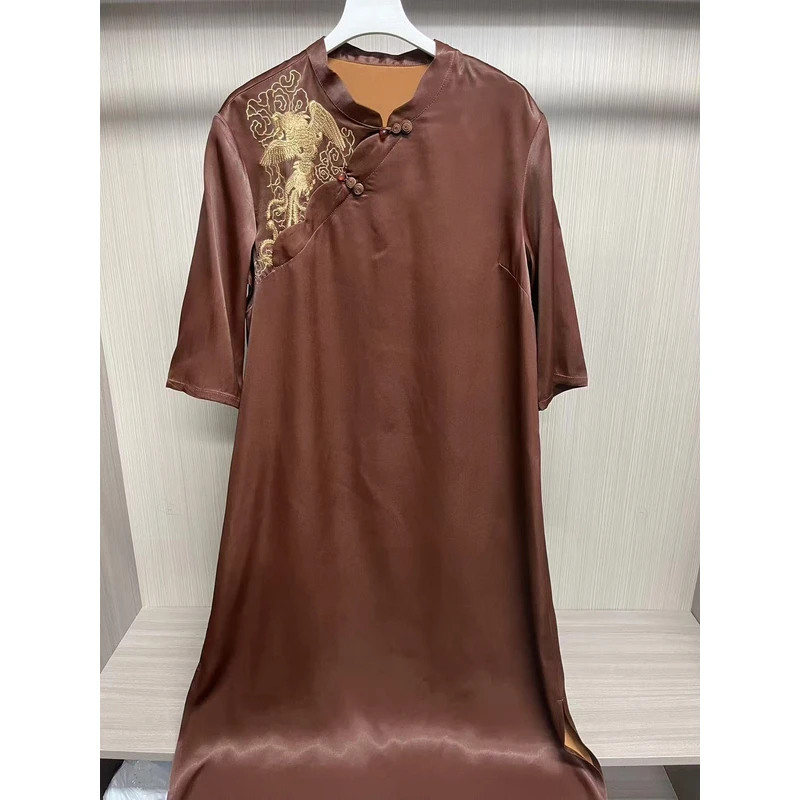 【凤凰】新款百搭重磅油皮老料连衣裙