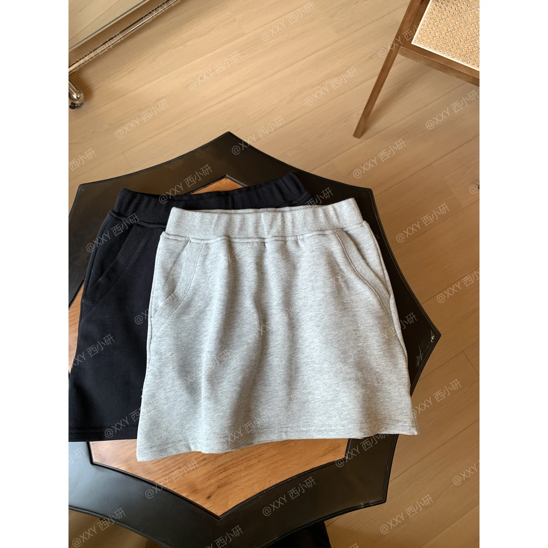 【休闲短裤】含内衬 双股毛圈棉 质感运动百搭阔腿短裤显瘦时尚高腰