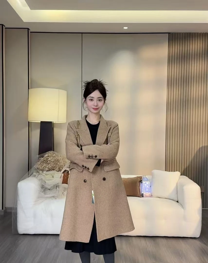 小个子双面羊毛大衣女2024秋冬季新款高级感宽松毛呢外套女098