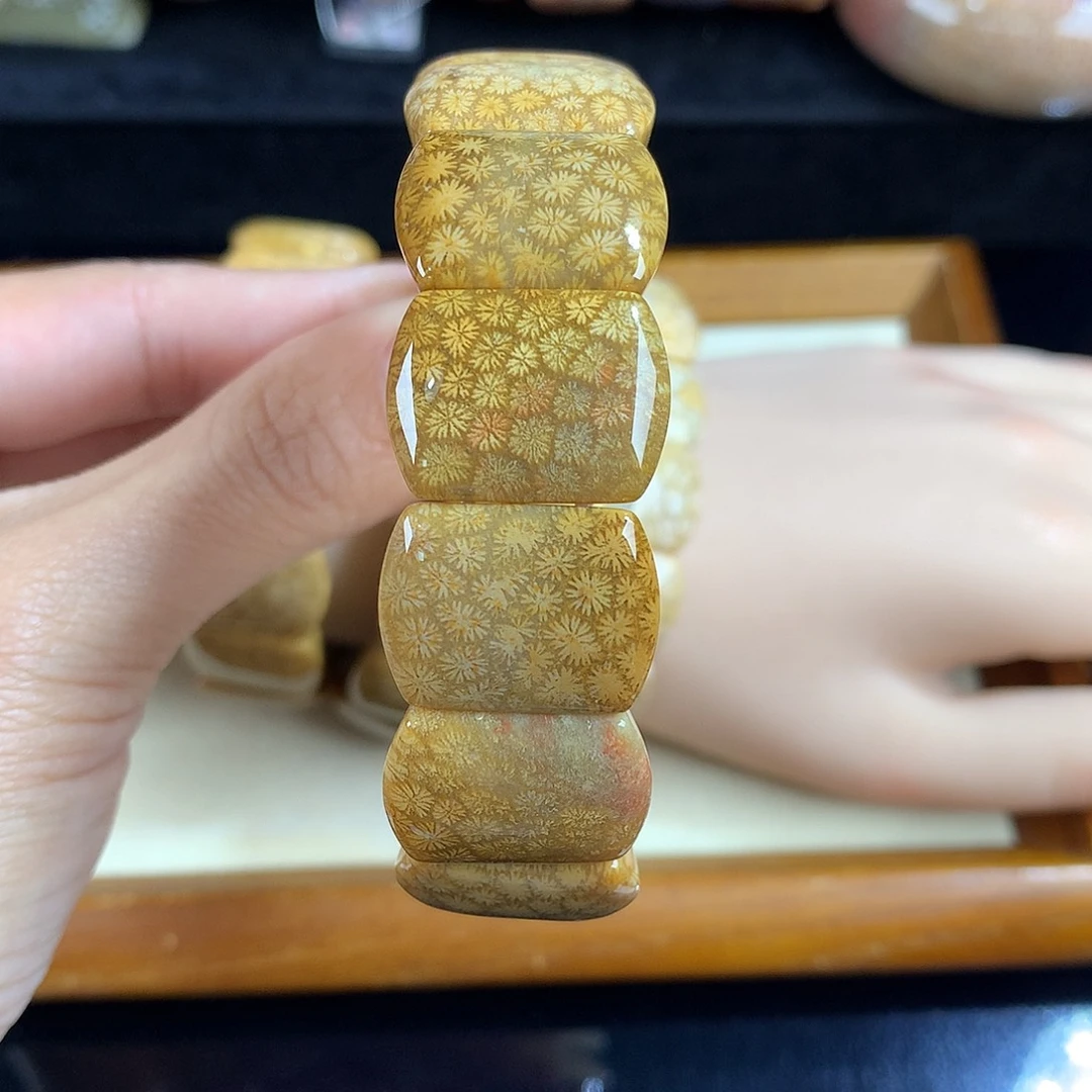 吊坠(赠链)未镶嵌硅化珊瑚（珊瑚玉）50号枫叶手排